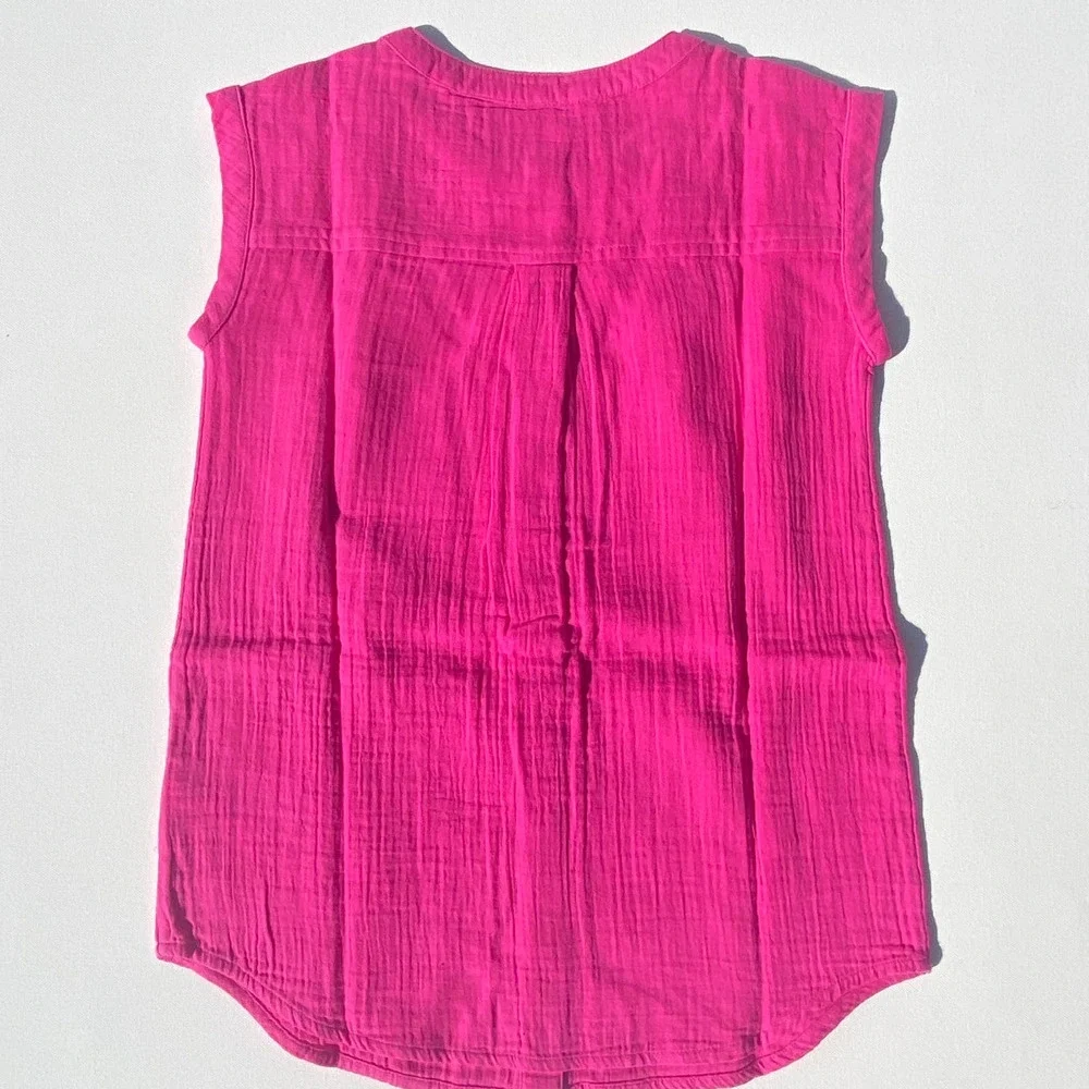 NWT GAP Kids Crinkle Supersoft Cotton Gauze Tunic Dress Phoebe Hot Pink (M-8)